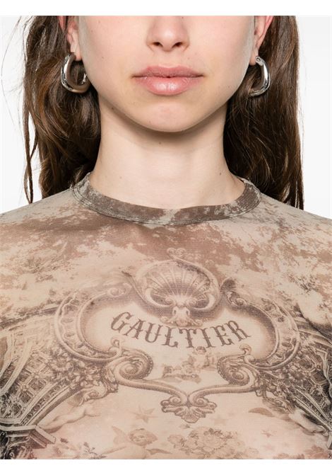 top long sleeves mesh printed médaillon donna multicolor JEAN PAUL GAULTIER | 25/03-W-TO305-M006P6965